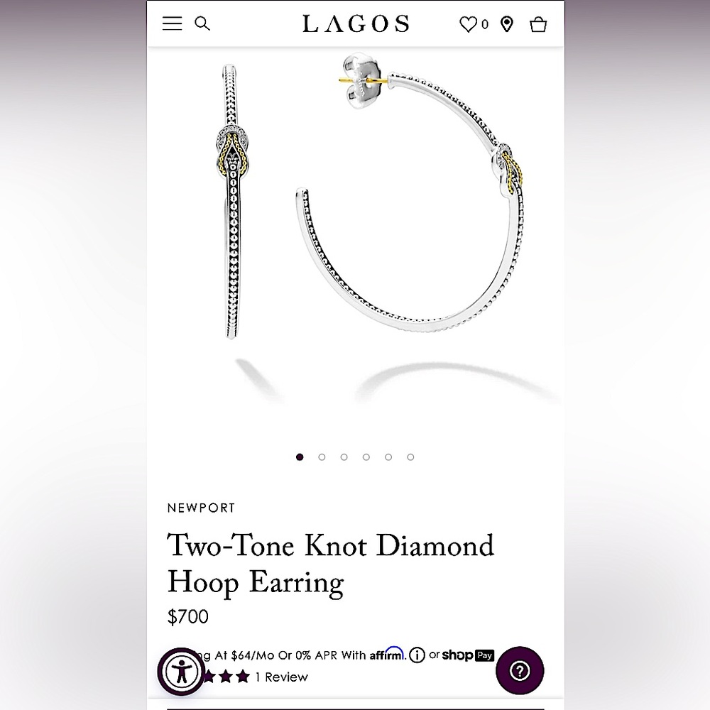 MAKE OFFER Lagos two toned hoop earrings with diamonds.